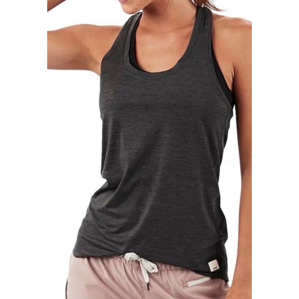 Vuori Women's Lux Performance Tank Racerback Slim Fit UPF charcoal Small